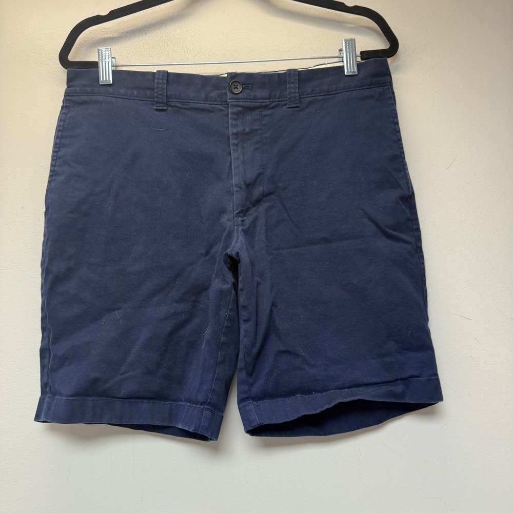 J.Crew Chino Shorts Mens 33 Navy Blue Excellent 9 Inch Inseam Cotton Twill